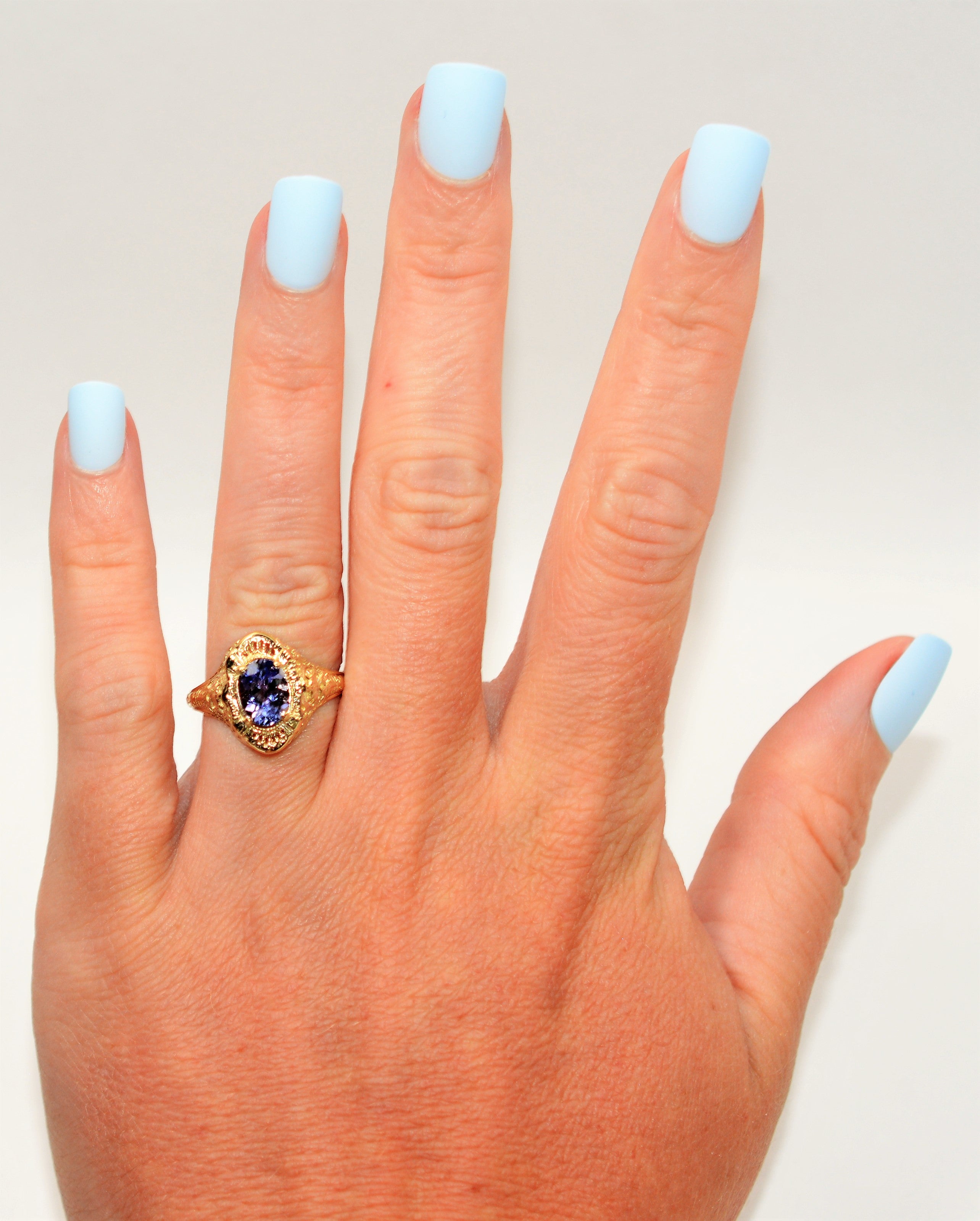 Amazon.com: Belinda Jewelz Women's 925 Sterling Silver Purple Tanzanite  Gemstone Ring Size 6 Round 0.65 Ct. Flower Design Band Jewelry Gift for  Engagement Wedding: Clothing, Shoes & Jewelry
